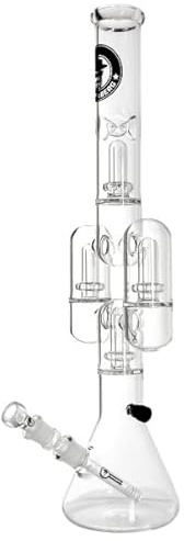 Heisenberg TWIN TOWER Glasbong Eisbong Beaker-Bong Gesamthöhe 57cm, mit Eisfach, Kickloch und 4x Showerhead Perkolator
