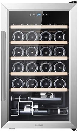 Cecotec Vinoteca - Nevera para Vinos - 24 Botellas Bolero GrandSommelier 2450 Inox Compressor. Temperatura ajustable de 5-18ºC, Alto rendimiento, Funcionamiento silencioso y sin Vibraciones