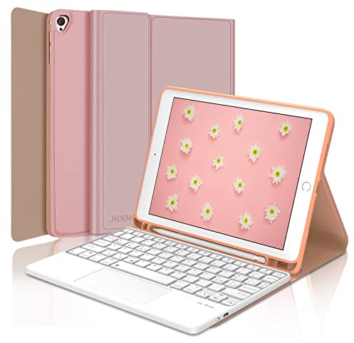 JADEMALL Custodia Tastiera con Trackpad per iPad 9 Generazione, iPad 10.2 9/8/ 7 Generazione 2021/2020/2019, Italiano QWERTY Tastiera Staccabile con Touchpad pour iPad 9 Generazione, Rosa