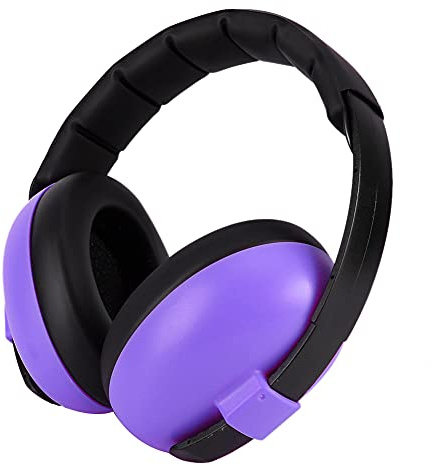 Cuffie Antirumore di Sicurezza per Bambini, Design Pieghevole 22dB Cuffie con Fascia per la Testa Regolabile per la Protezione del Rumore 22 DB per Bambini e Neonati di età Compresa tra (Viola)
