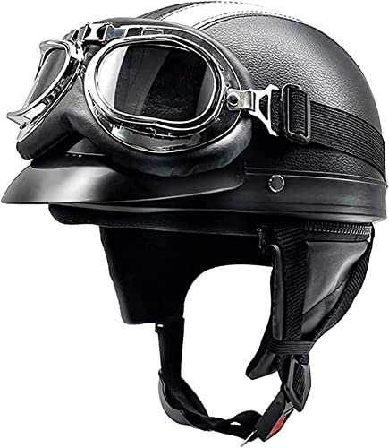 Casque De Moto Jet Bol Vintage ECE/DOT Approuvé Casque De Moto À Face Ouverte Avec Lunettes For Scooter Chopper Casque De Moto Hommes Et Femmes Casques De Pilote Rétro, Demi-casque D'été ( Color : 4 ,