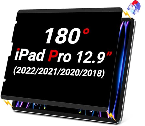 ZOEGAA 180° Magnetischer Sichtschutzfolie iPad Pro 12.9 2022/21/20 (6./5./4. Generation),Abnehmbare Blickschutzfilter iPad Pro 12.9 Magnetisch und Anti Blaulicht Sichtschutzfolie iPad Pro 12.9