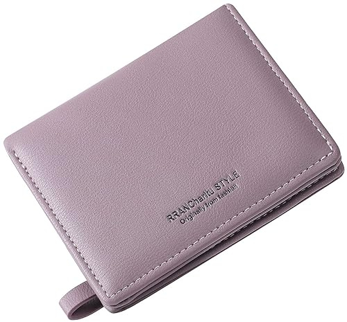 RRANCharltu Geldbörse Damen klein Leder Kleines Portemonnaie Mini Kurzer Damen Geldbeutel mit Zipper Münzfach Brieftasche, Lila
