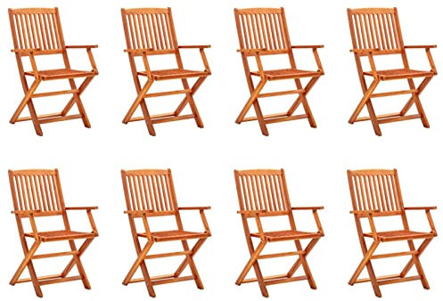 GuyAna Klappbare Gartenstühle 8 STK. GartenstüHle Stapelbar Camping Tisch Stuhl Set Garden Chair Garten StüHle Outdoor Massivholz Eukalyptus 3087148