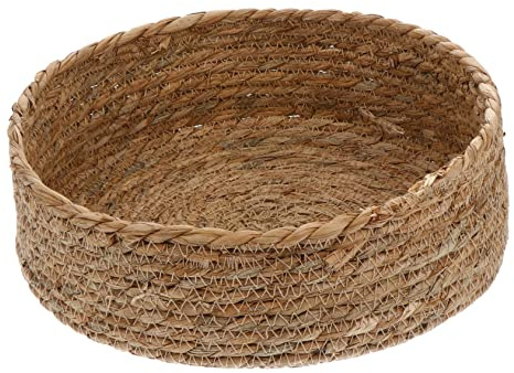 Milisten Cesto Porta Oggetti in Cannuccia Stile Rustico Semplice, Cesta Porta Pane e Snack in Materiale Cattail, Dimensioni 30,5x10cm per Uso Domestico