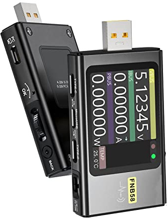 FNB58 Testeur USB 4-28V USB Voltmètre PD-Trigger Voltmètre Numérique Testeur de Courant Protocole de Charge Rapide USB Type C Testeur de Capacité Détection de Puissance Max 7A