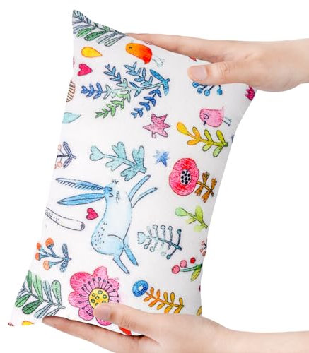 Winmany Kleines Kissen 27,9 x 17,8 cm abnehmbar waschbar Bedruckt Mini-Kissen für Baby Kleinkinder Haustiere Reisen Nacken Lenden und Kniestütze (28x18cm, Kaninchenblume, 1)