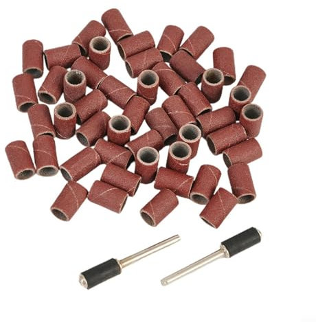 HEIBTENY 50 Stück Trommel Schleifbänder Mit Körnung 320 Drum Sanding Bands Hülsen Mit 2 Dornen Schleifpapier Rotationswerkzeug Von Metallen Holz Werkzeug