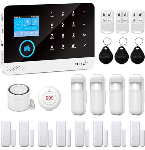 XNY 4G Alarmas para Casa, WiFi Sistema de Alarma Doméstica Inalámbrico con Alerta App, 21 Piezas: Sirena, Detectores de Movimiento, Sensores de Puertas y Ventanas, Mandos a Distancia