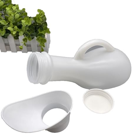 Urinflasche, auslaufsicher, Unisex, tragbare Urinale für Frauen und Männer, Pinkelflasche mit Schraubverschluss, Trichter für Frauen, Erwachsene und Kinder, große Pinkelbehälter, 1 l,White