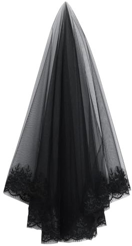 LIFKOME Schwarzer Halloween Schleier Haarschmuck Für Cosplay Und Spitzenverzierung Für Hochzeiten Fotografie Und Kostüme Geeignet Für Damen