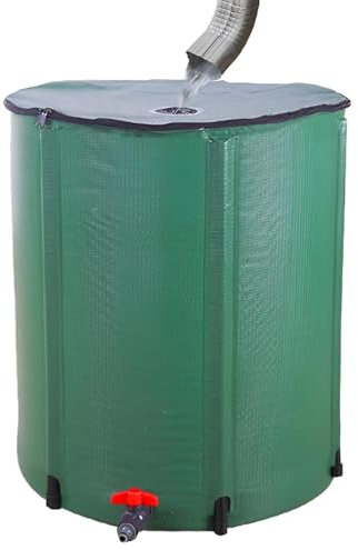 Barile Per Pioggia Pieghevole Da 66 Galloni - Contenitore Per Raccolta Acqua Da 250 Litri Con Kit Di Troppo Pieno Con Rubinetto Del Filtro | Collettore Di Barili Di Acqua Piovana Per Giardino | Collet