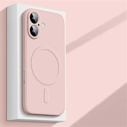 LVVLBBT Custodia magnetica in silicone liquido per iPhone 16 15 14 Plus 13 12 Mini 11 Pro XS Max Custodia morbida con ricarica wireless, rosa chiaro, per iPhone 13 Mini