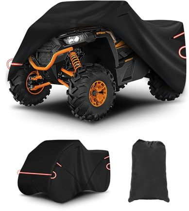 CEMOFE Quad Abdeckplane Wasserdicht Quad ATV Abdeckplane ATV Abdeckplane mit Reflektionsstreifen Schutz vor UV Regen Schnee und Staub (256 x 110 x 120cm)