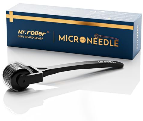 Mr.roller Derma Roller da 1 mm per la crescita dei capelli, rullo in microneedle per viso, cuoio capelluto e corpo, rullo per barba per la crescita della barba, rullo micro aghi in titanio 540 con