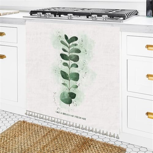 Odot Tende per Mobili da Cucina, Tenda Corta con Nappa Autoadesiva per Mobile Sottolavello Cucina - Antipolvere e Privacy - per Decorazione Armadietto (Foglia verde,50x70cm)