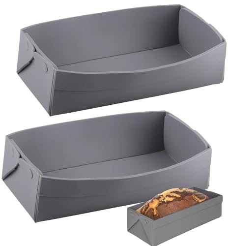 duisoad 2 Stück Kastenform Kuchen, Faltbare Silikon Backformen Brotbackform Kastenform Brot für Kuchen, Brotbackformen, BPA-freie