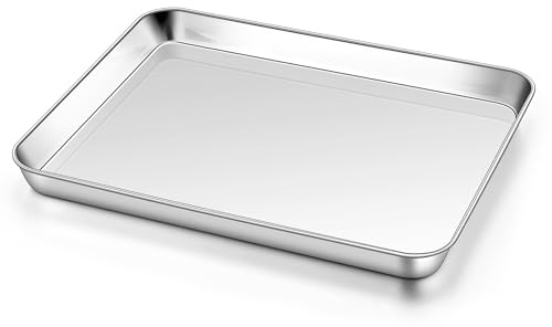 Homikit 1 Pack Quarter Sheet Pan, 9x13 Inches Stainless Steel Cookie Sheets for Baking Non Stick, Metal Baking Sheet Fits Toaster Oven, Bacon Pan Non Toxic & Rust Free, Dishwasher Safe