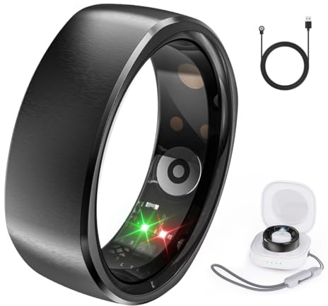 Rogbid Bague intelligente pour homme et femme - Tracker de santé avec fréquence cardiaque, oxygène dans le sang, pression artérielle, suivi du sommeil, suivi des pas, étanchéité IP69 pour iPhone et