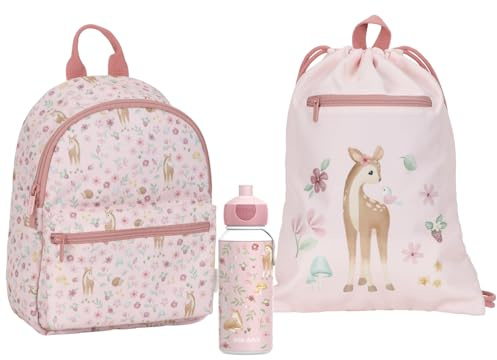 Little Dutch Set Rucksack, Turnbeutel & Trinkflasche Pop-up für Kinder rosa - Fairy Garden
