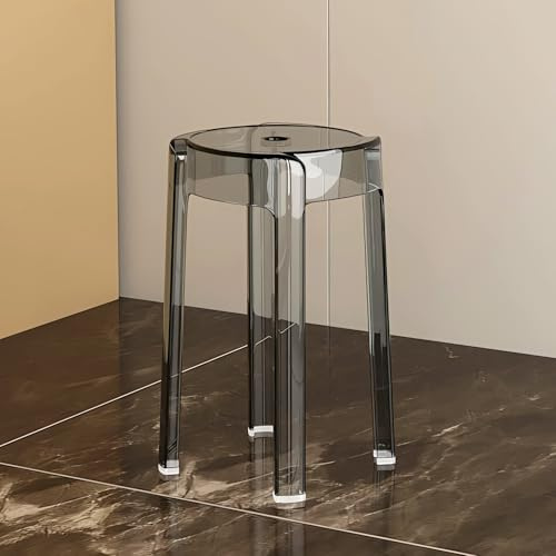 46cm Stapelbar Hocker aus Acryl, Transparent Barhocker Ergonomisch Stapelstuhl Kunststoff, Garten Stapelhocker for Küche Bistro Café, Wasserdicht(Gray,X2)