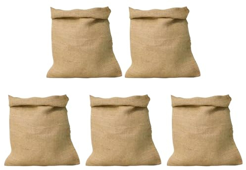 Raypontia Sacco per Conservazione Cipolle | 5 Pezzi di Iuta per Patate - 40x60 cm Traspirante per Conservazione Alimenti Realizzato in Iuta per Cucina Dispensa Casa Mercato Quotidiano Frutta Fagioli