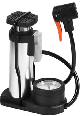 Hipzeepo Pompa per Bicicletta Portatile A Pedale Attivato da e Piedi per Gonfiare Le Ruote delle Bici/Palle con Valvola e Manometro Esterno