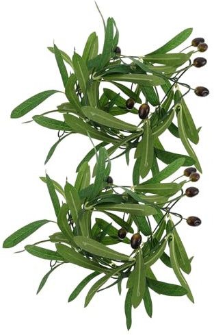 Sosoport Rama de Olivo Artificial 2 Piezas con Hojas y Frutos Realistas | Guirnalda de Olivo, Aspecto Realista y Elegante, para Decoración del Hogar y Cumpleaños