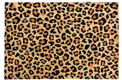 CKB LTD® Leopard Print Novelty Doormat Kokosmatte Türmatte Fußmatte Einzigartige Fußabtreter Front/Back Door Matten mit einem rutschfesten PVC-Rücken - Natürliche Coir - Indoor & Outdoor