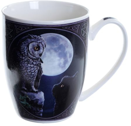 Puckator Lisa Parker Purrfect Wisdom Eule und Katze Tasse aus Porzellan
