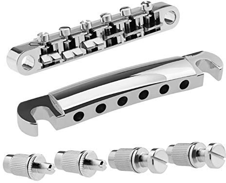 Be In Your Mind E-Gitarre Tune-o Matic Saitenhalter & Bridge Set Silber Mit 4 Stk. Bolzen Montagezubehör 52,5 mm für Epiphone Les Paul 6-saitige Gitarre