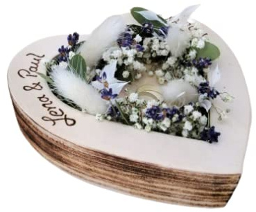 Vintagelook Hochzeit Ringkissen Ringkissen Herz Mille Fleurs geflammt mit Namen