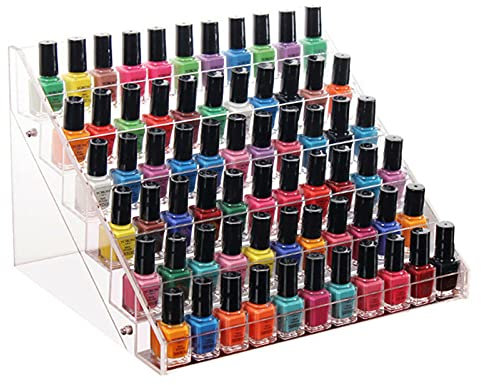 Trintion 6 Tiers Nail Polish Stand 66 Bottle Capacity Acrylic Clear Nail Polish Display Essential Oil Stand Holder Makeup Organizer 12.1x9.76x7.28 Inches