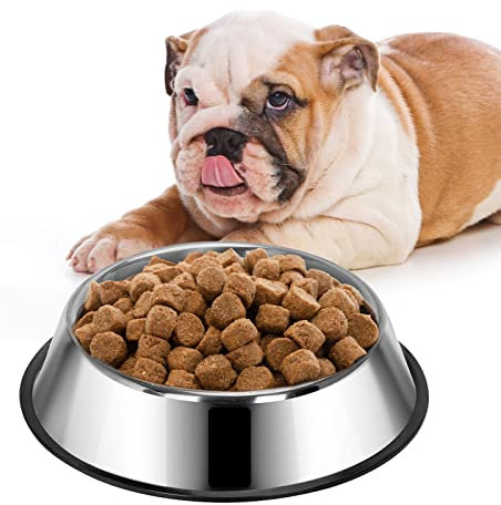 Nobleza Stainless Steel Dog Bowls Medium -500 ml, 21.5 cm/ 8.5 in Diameter Dog Water Bowl Medium Pet Food Feeding Bowls for Dogs Cats Pet Water Bowl with Non Slip Rubber Base