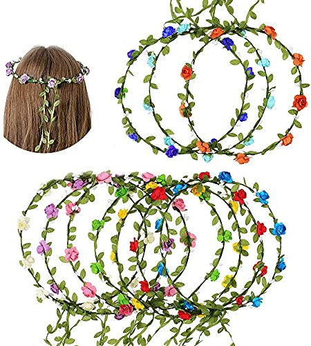 Blomkrona, hårgirlang, kranshår, pannband blomkrans, hår blomkrans brud, blomsterkrans blomma krona pannband, hårband blommor bröllop (10 stycken)