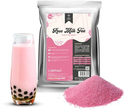 Rose Milk Tea Premium Bubble Tea Powder by Bubble Tea House Company (1 kg) - 33 Servings - Make Bubble Tea at Home - Ideal for Frappes, Coffee, Boba Tea, Milkshakes - Gluten Free, Halal Certified