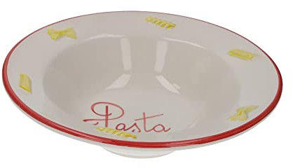 Keyhomestore- Piatto fondo da pasta in ceramica, Altezza cm 9, Diametro cm 33, Ideale come piatto portata da Tavola. Prodotto made in Italy.