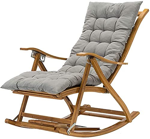 VVHUDA Übergroßer Liegestuhl, Bambus-Schaukelstuhl, Lounge-Stühle für draußen, tragbarer Klappstuhl mit Armlehne, Fußmassagekissen, Unterstützung 400 lbs-Style3 small Gift