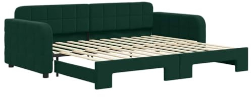 vidaXL Tagesbett Ausziehbar Dunkelgrün 90x200 cm Samt