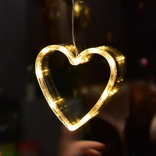 Valentine Heart Lights - Curtain & Hanging Lights for Shop Window & Party Decoration, Suction Cup Lamp for Valentine's Day, Indoor & Outdoor Use
