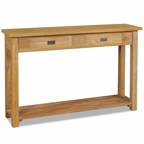 ARKEM Mesa Consola Mesa Auxiliar Consolas recibidores Entrada Mesa de Salon Mueble recibidor de Madera de Teca Maciza 120x30x80 cm