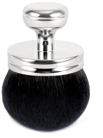 Extra Stor Självbrunande Borste, Brett Huvud Kroppssminkborste Oval Självbrunande Ryggapplikator Självbrunare Kabuki-Borste för Solskydd Foundation Ansikte Ben (Silver)