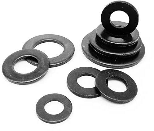 Flache Unterlegscheibe, flache Reparaturscheibe, 5/10/25/50/100 Stück M1,6 M2 M2,5 M3 M3,5 M4 M5 M6 M8 M10 M12 M16 bis M24 GB97 DIN125 schwarzer Stahl der Güteklasse 8,8, flache Präzisionsverstellung