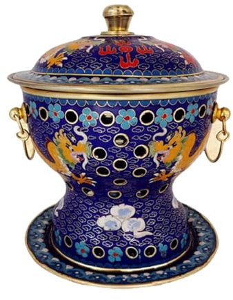 OYWEHECE Hot Pot Durable Cloisonné Single Enamel Pot Small Hot Pot Meal Alcohol Pot Household Single Oil Hot Pot Pure Copper Pot Chafing Dish,D