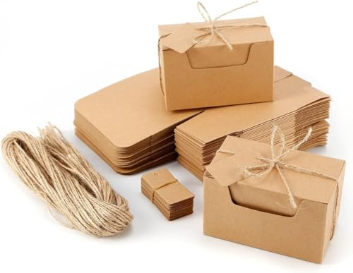 50x Kraftpapier Geschenkbox Geschenkschachtel Gastgeschenk Box für Hochzeit Weihnachten Babyshower Kleine Geschenk (10X6X6CM)