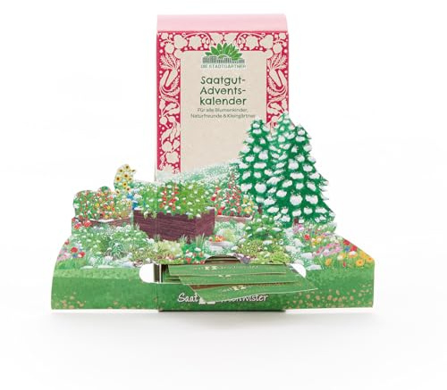 Saatgut-Adventskalender von Die Stadtgärtner | 24 Samen-Tütchen mit samenfestem Saatgut | BIO Saaten | Enthält Saatgut für Gemüse, Kräuter & Blumen