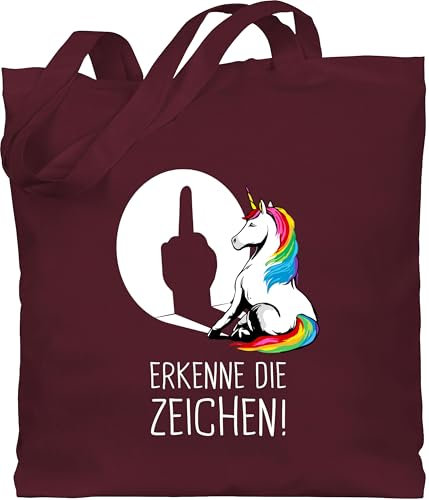 Shirtracer Baumwolltasche - Taschen - Lustiger Einhorn Spruch Erkenne die Zeichen | Cooles Unicorn Geschenk Einhörner Sprüche witzig - Unisize - Bordeauxrot - einhörnern erkene unicorns motiv mit