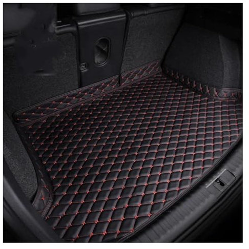 Kucihum Kofferraumwanne Teppich Für Für Q7 4L MK1 2006~2015 5-Sitzer wasserdichte Schutzpolster Ledermatte Kofferraummatte Innenzubehör Auto Kofferraumwanne(Black red,1pcs)