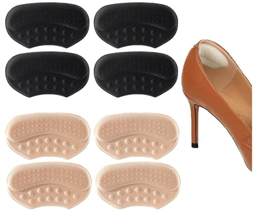 Clundoo 8 Stück (4 Paar) Fersenpolster, Selbstklebendes Fersenschutz für Schuhe, Fersenschutz, Dicke Einlagen und Füllungen, Fersenpolster gegen Blasen & Reibung, Dicke 1.2 cm (B)