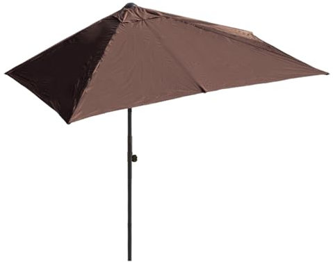 Parasol de terrasse avec mât en acier et 5 baleines - Demi-parasol rectangulaire pour extérieur, protection solaire, auvent en polyester imperméable - Pour jardin, cour, balcon, piscine et café.